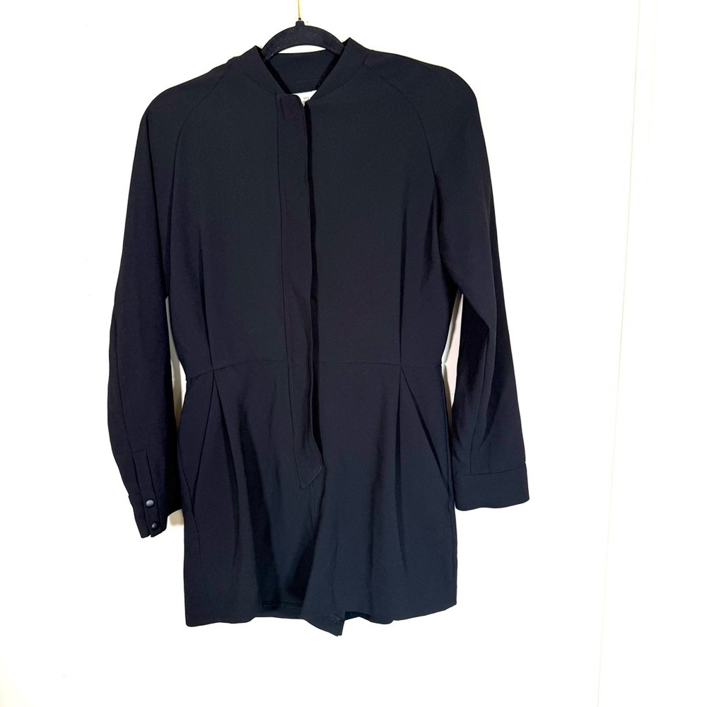 Zara Long Sleeve Romper Zip Front Black Small - Picture 2 of 8